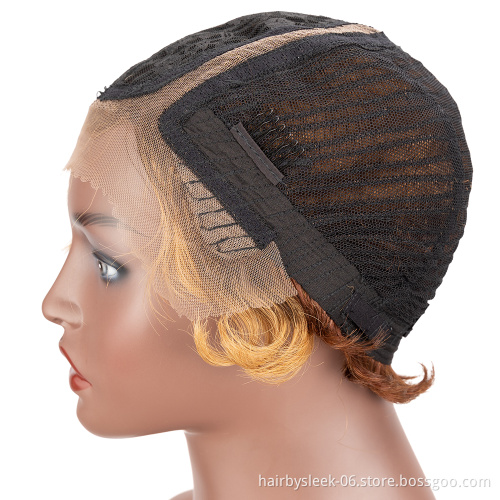 Feminine Restoring Ancient Shanghai Hand push wave Finger Wave Curly Pixie Cut U Part Lace Front Wig Brazilian Human Hair Wigs